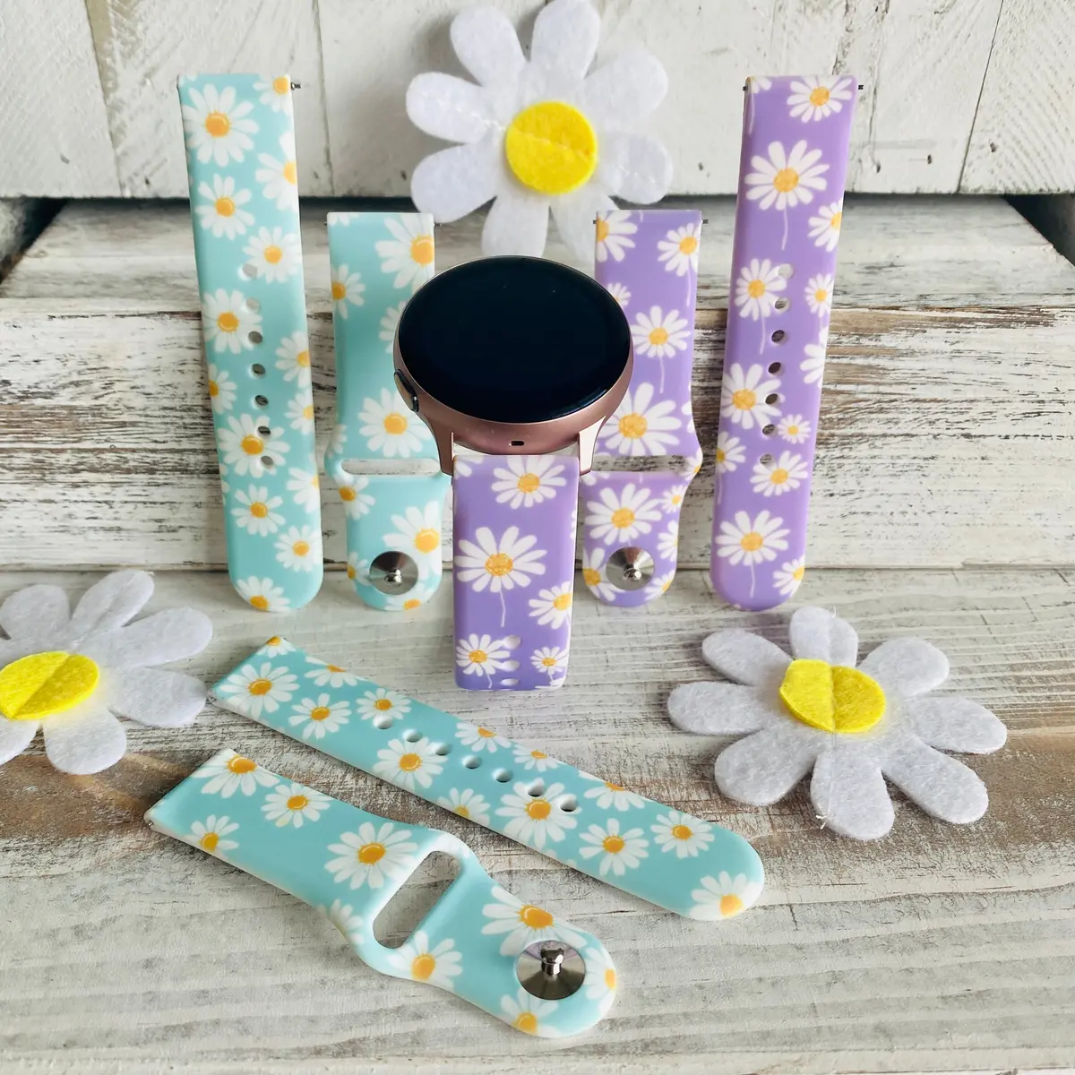 Spring Daisies Print Silicone Band For Samsung Watch Two Colors Available 1