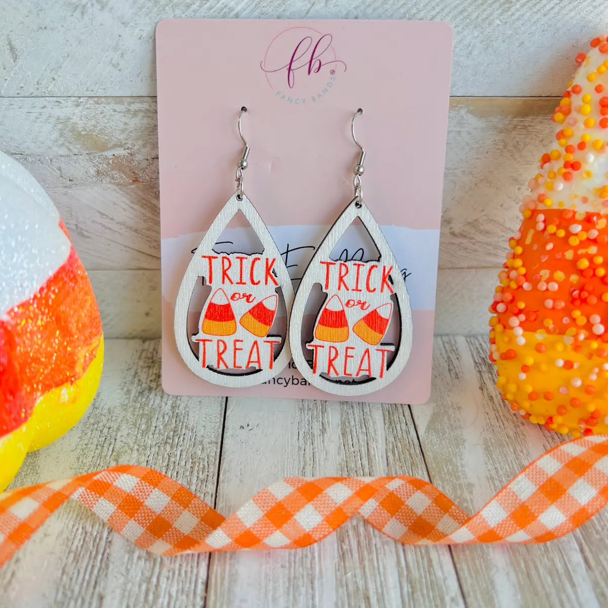 Sweet Trick Or Treat Wooden Drop Ear Bling 1
