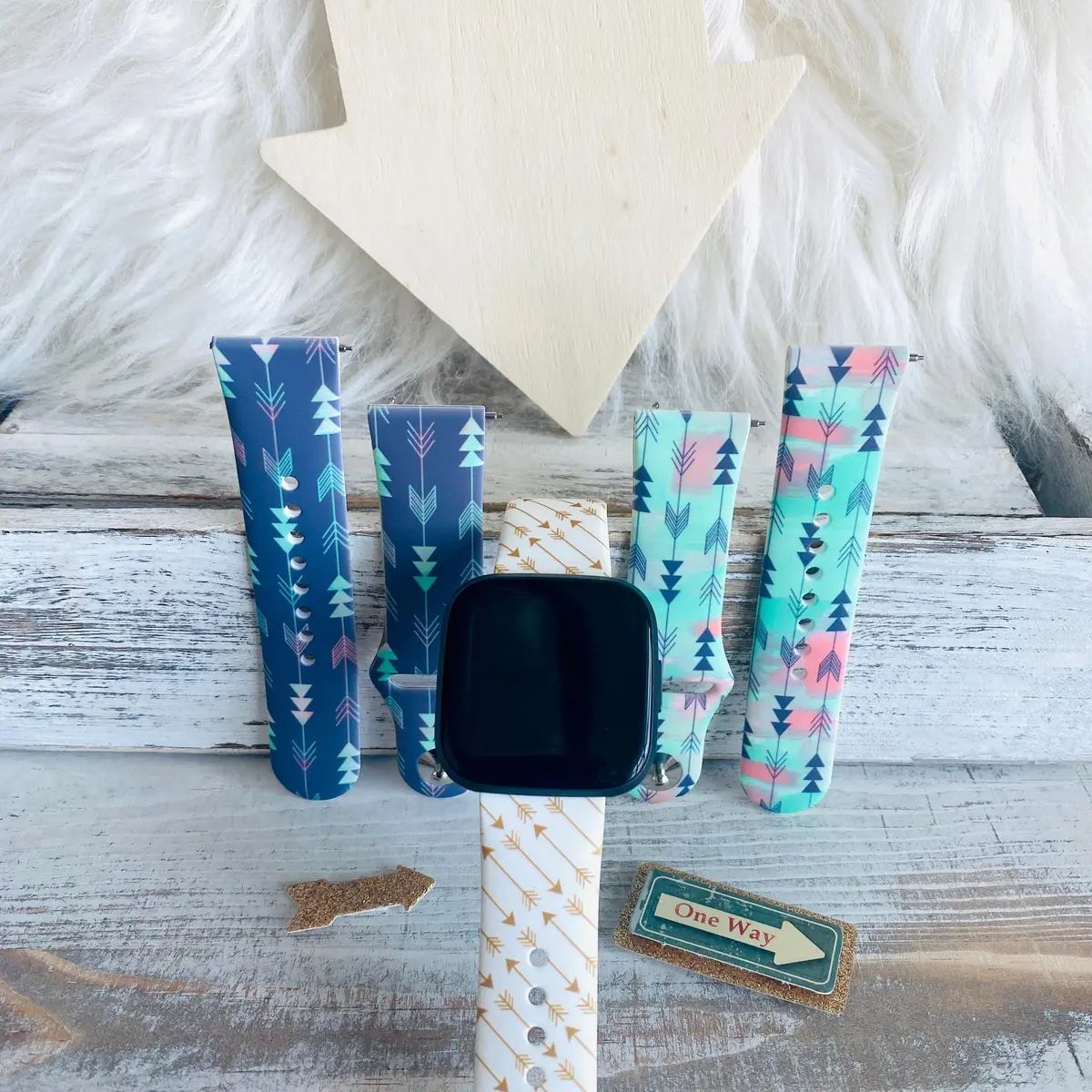 Boho-Feather Arrow Print Silicone Band For Fitbit Versa 1/2 Multiple Colors Available 1