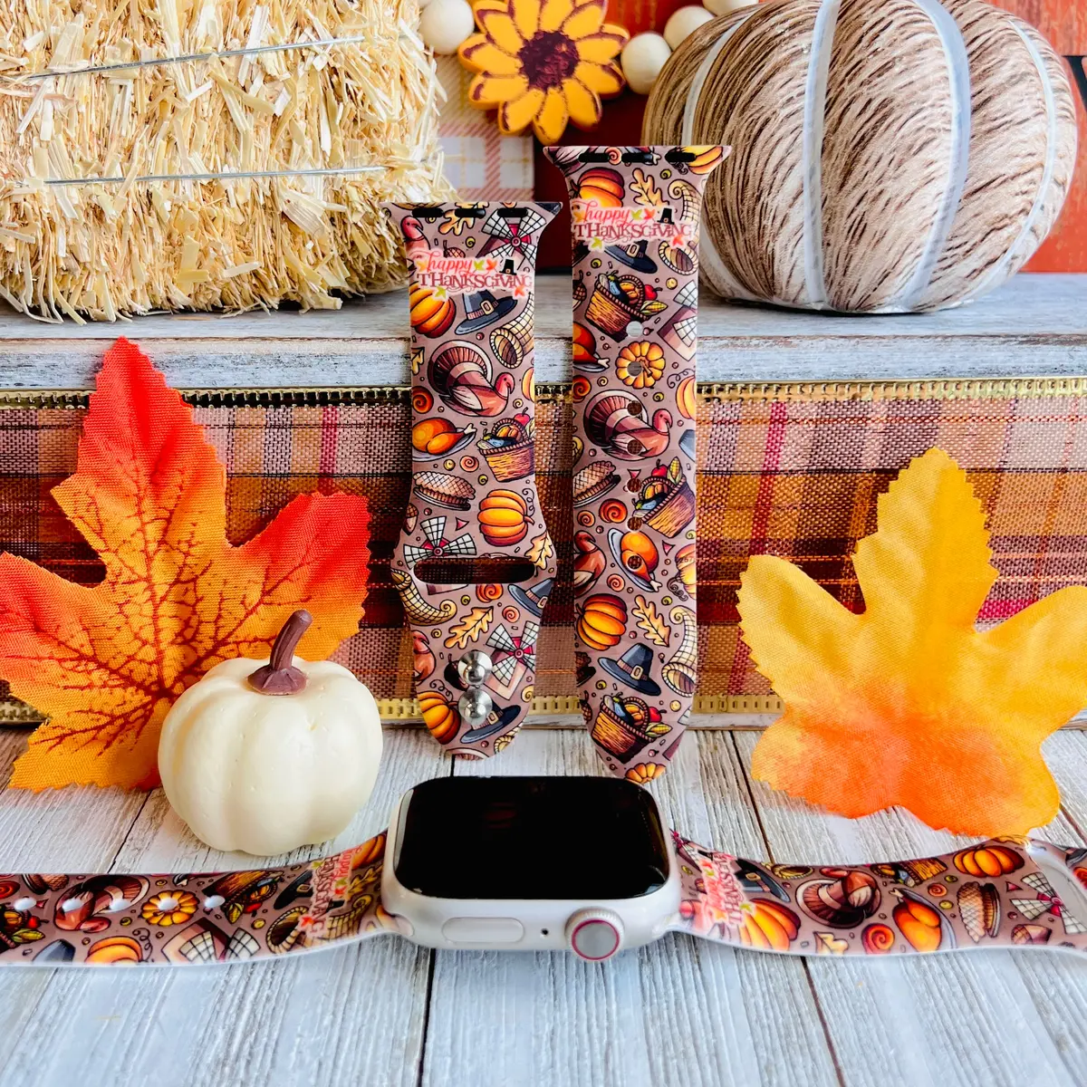 Thanksgiving Harvest Print Silicone Band For Apple Watch 1