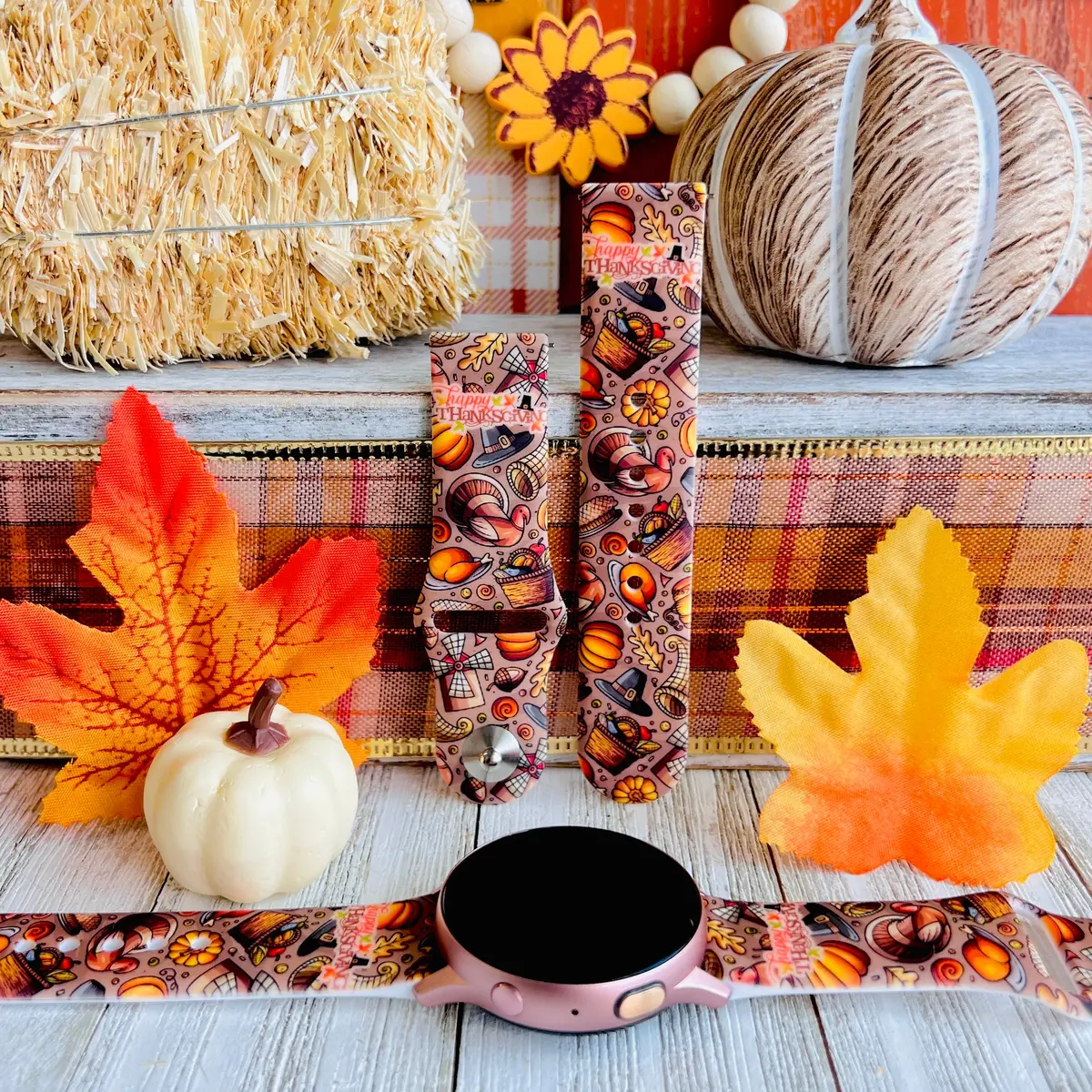 Thanksgiving Harvest Print Silicone Band For Samsung Watch 1