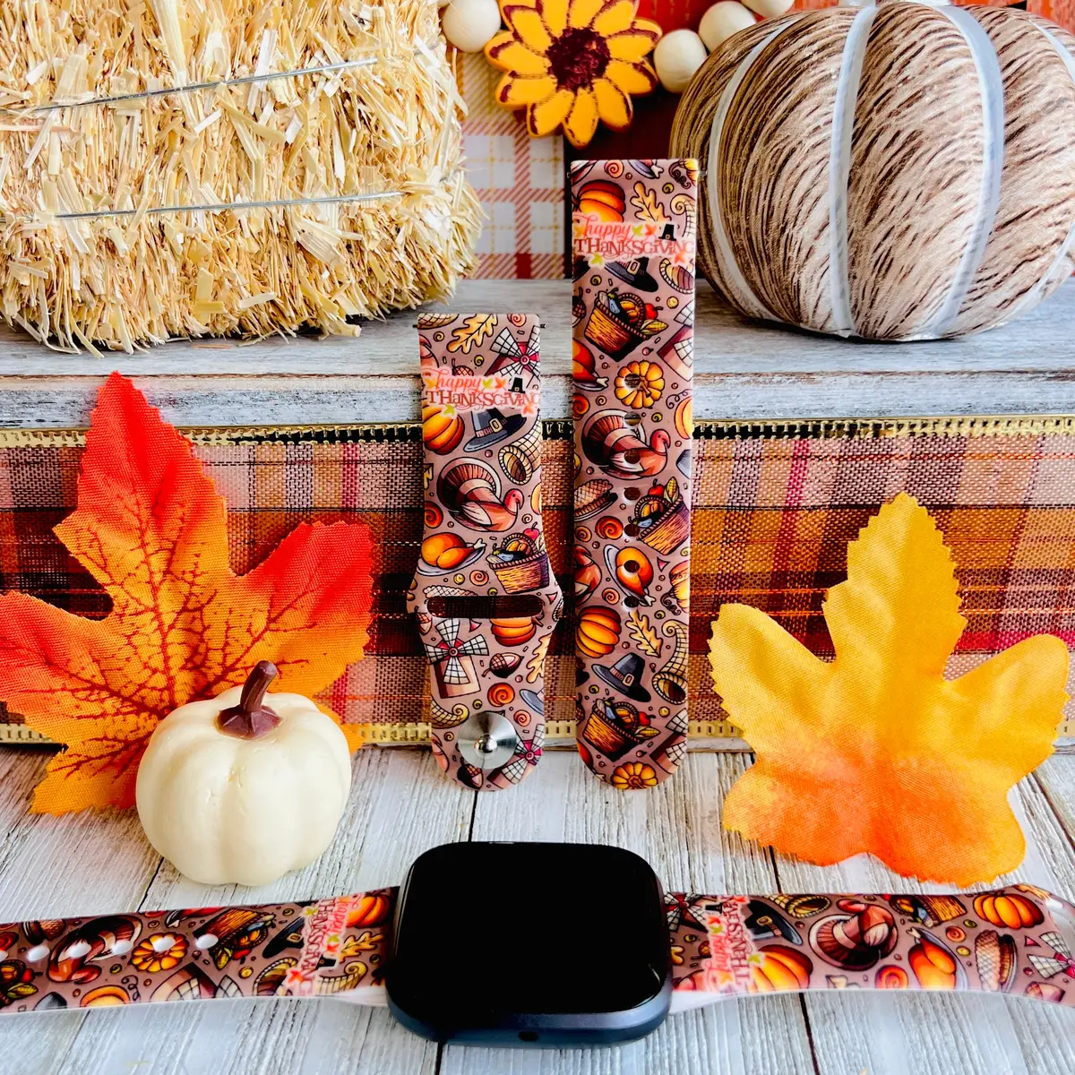 Thanksgiving Harvest Print Silicone Band For Fitbit Versa 1/2 1