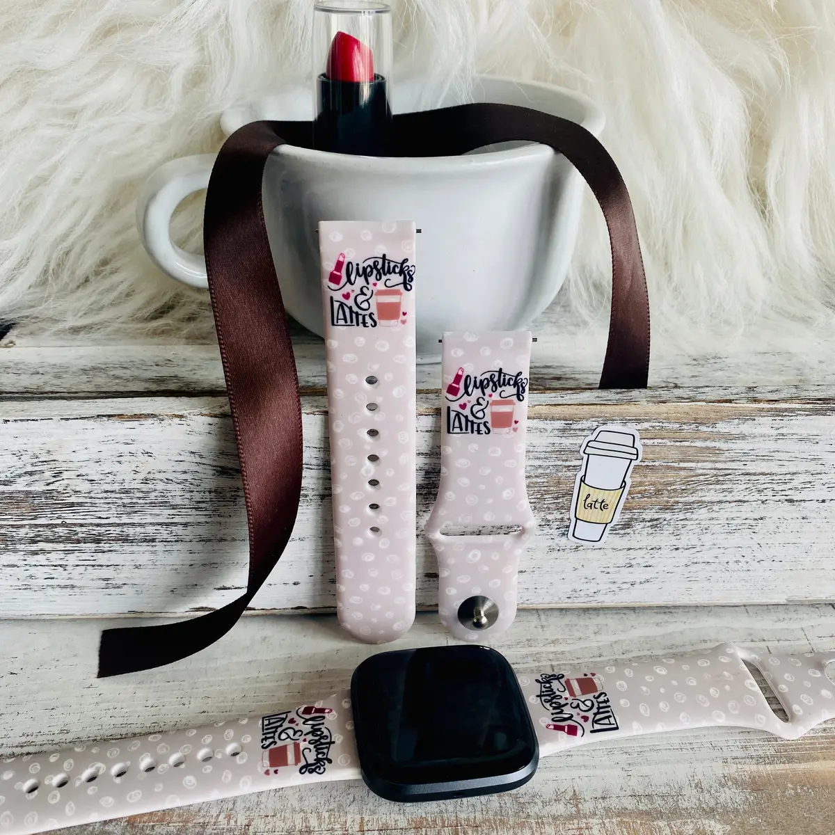 Lipstick & Latte's Print Silicone Band For Fitbit Versa 1/2 1