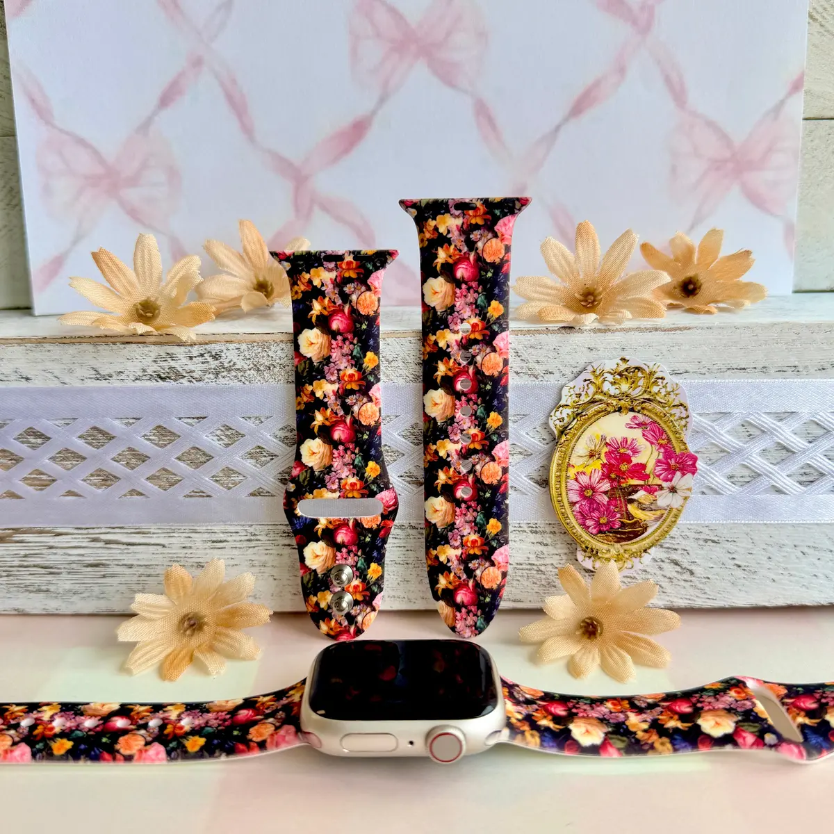 Twilight Bouquet Print Silicone Band For Apple Watch 1