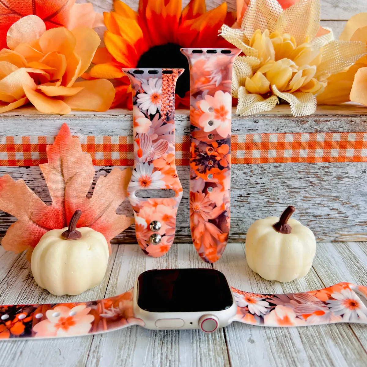Fall Blooms Print Silicone Band For Apple Watch 1