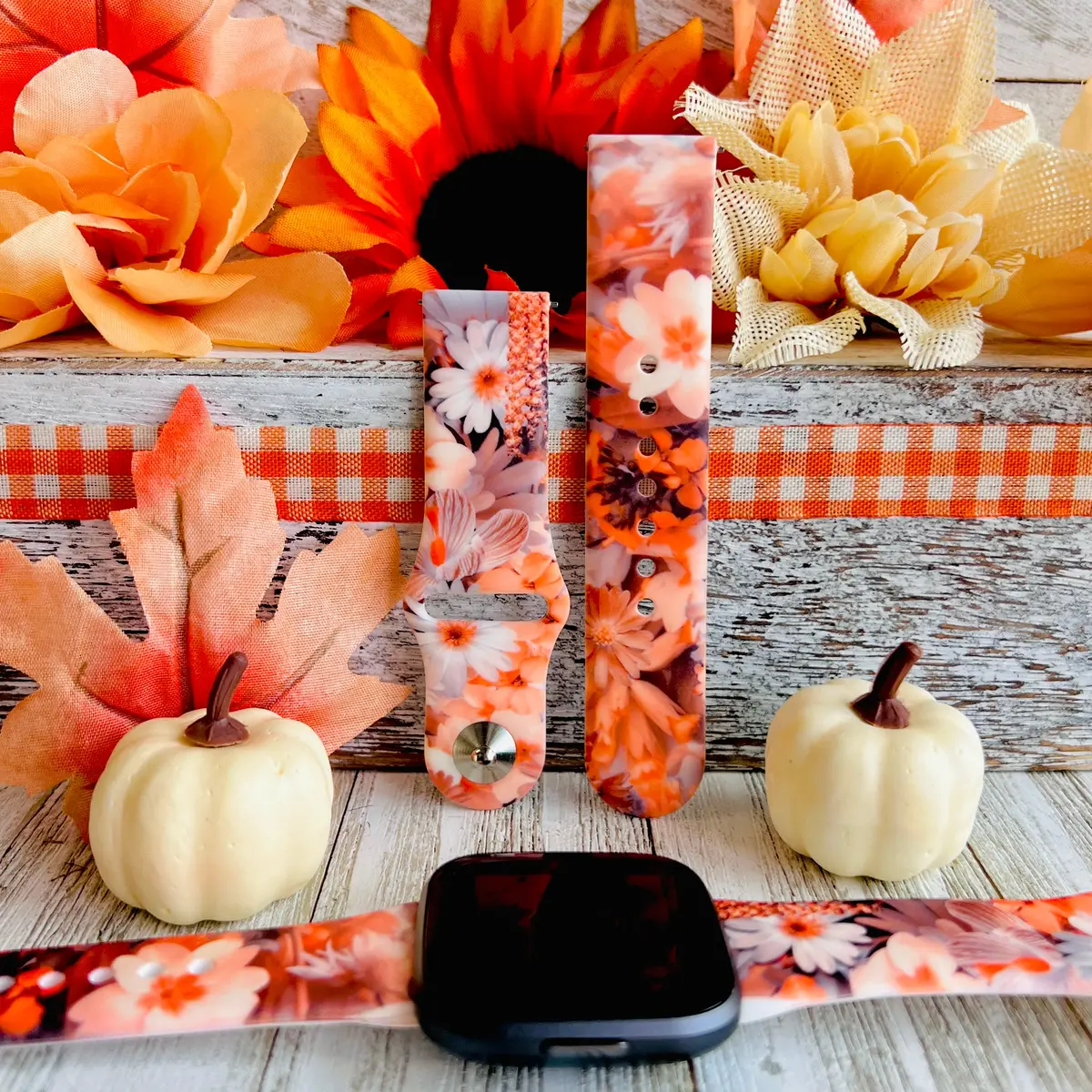 Fall Blooms Print Silicone Band For Fitbit Versa 1/2 1
