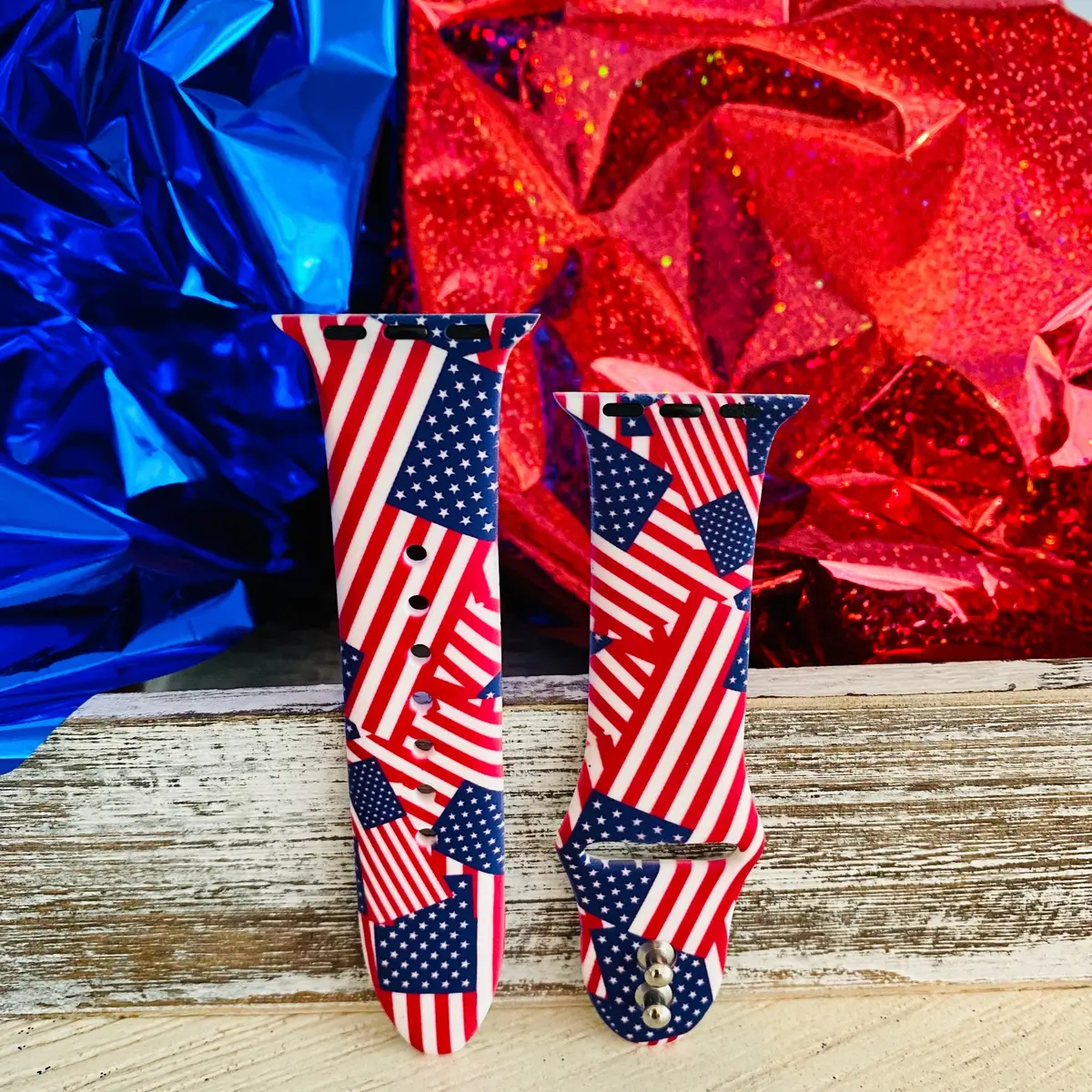 American Flag Print Silicone Band For Apple Watch 2