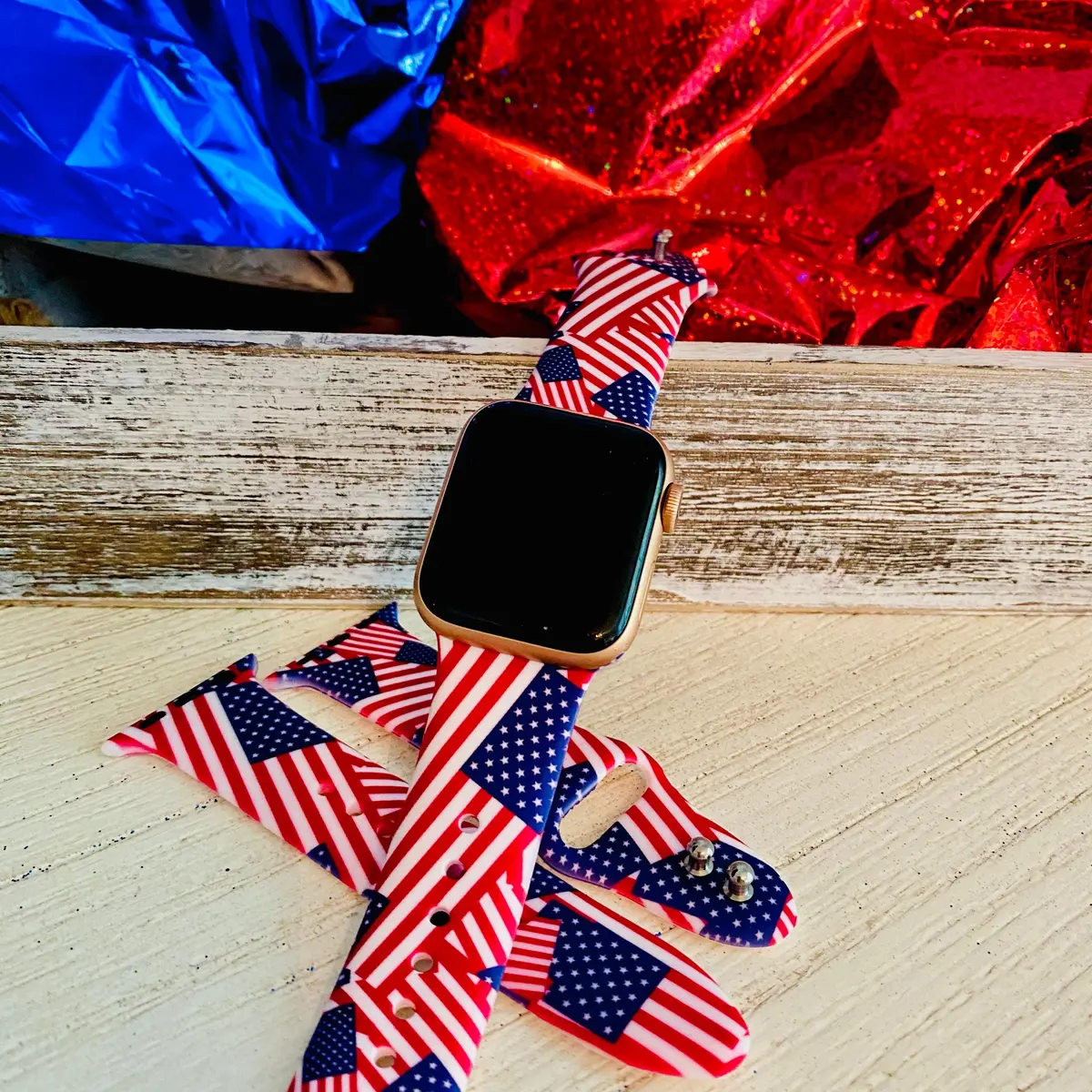 American Flag Print Silicone Band For Apple Watch 1