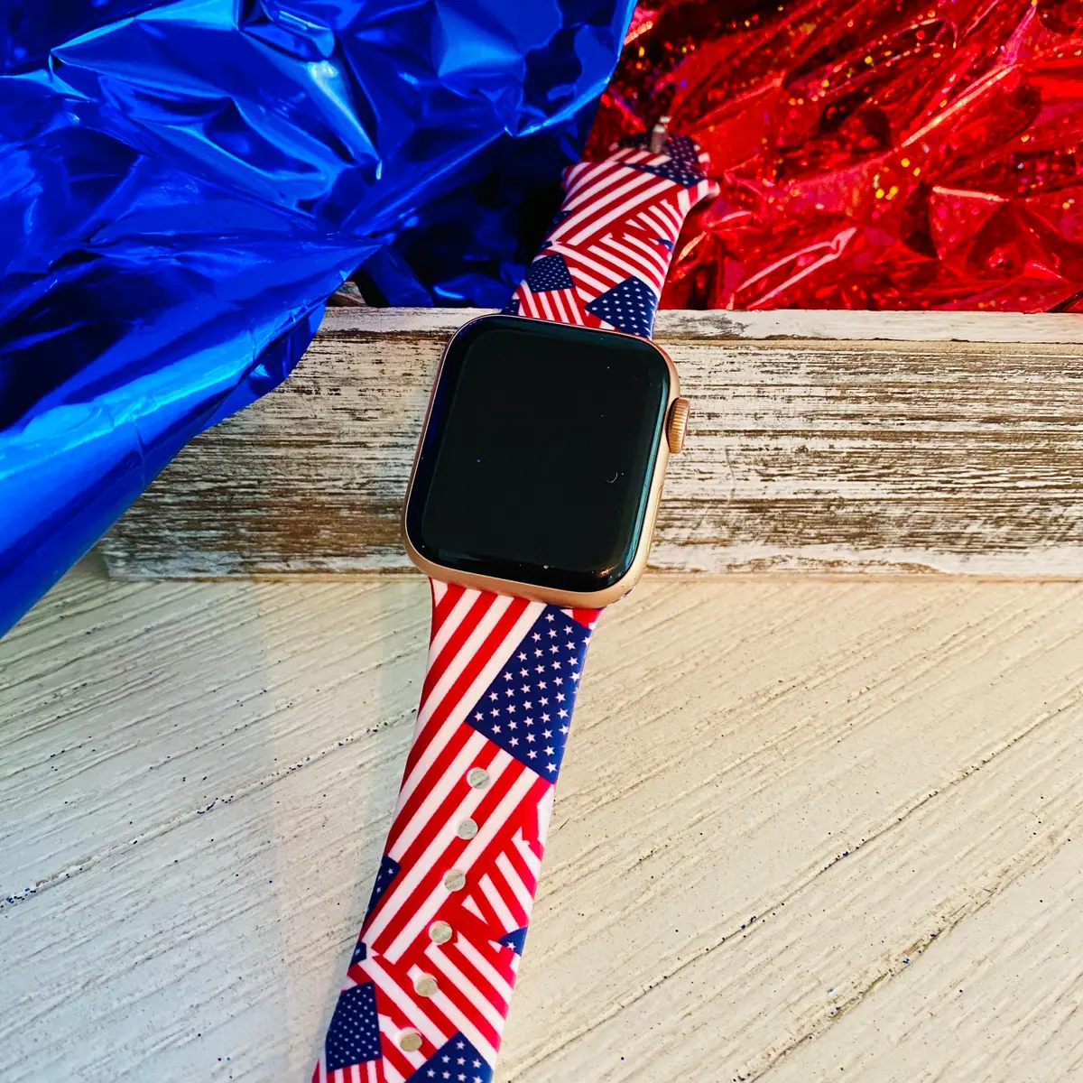 American Flag Print Silicone Band For Apple Watch 3