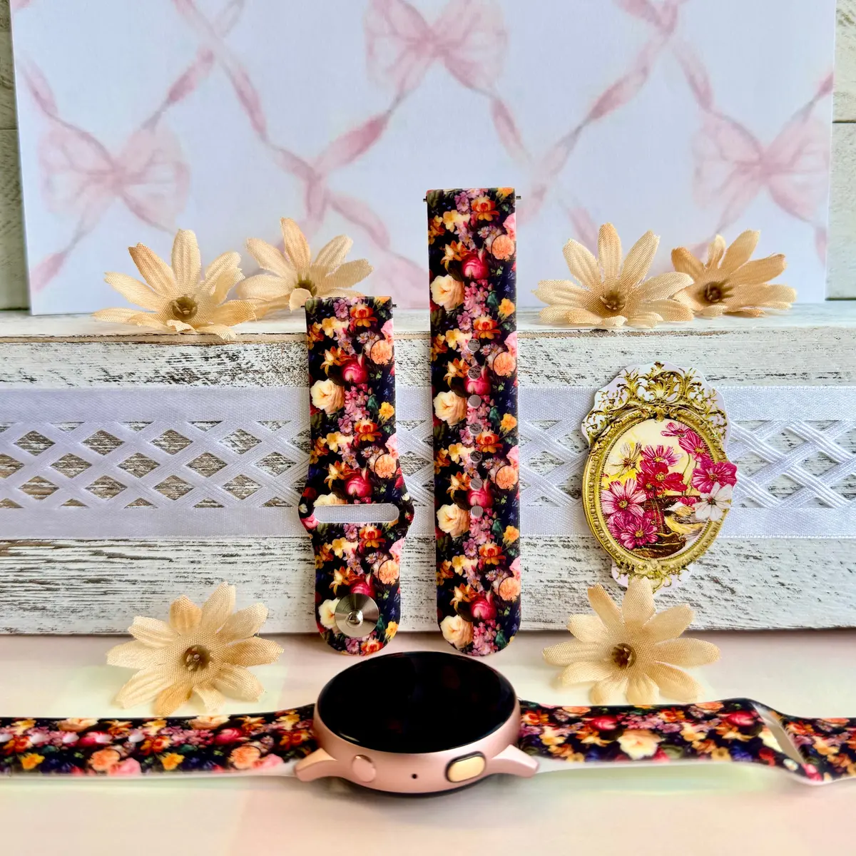 Twilight Bouquet Print Silicone Band For Samsung Watch 1