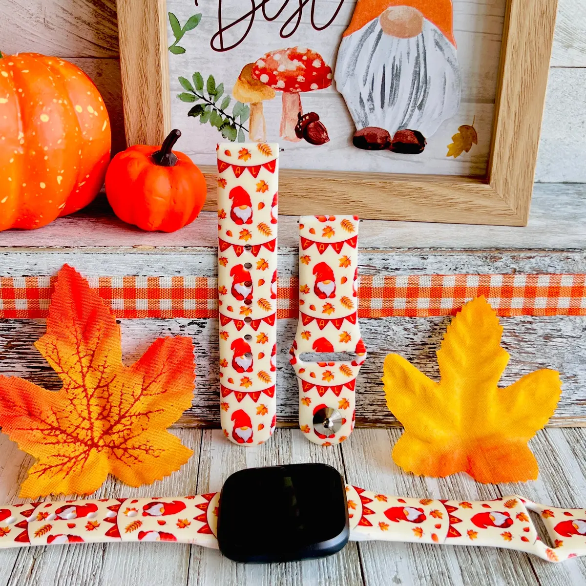Gnome-Tastic Fall Print Silicone Band For Fitbit Versa 1/2 1