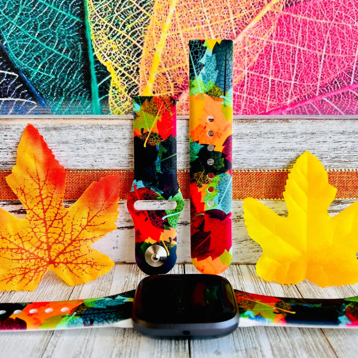 Enchanted Foliage Print Silicone Band For Fitbit Versa 1/2 1