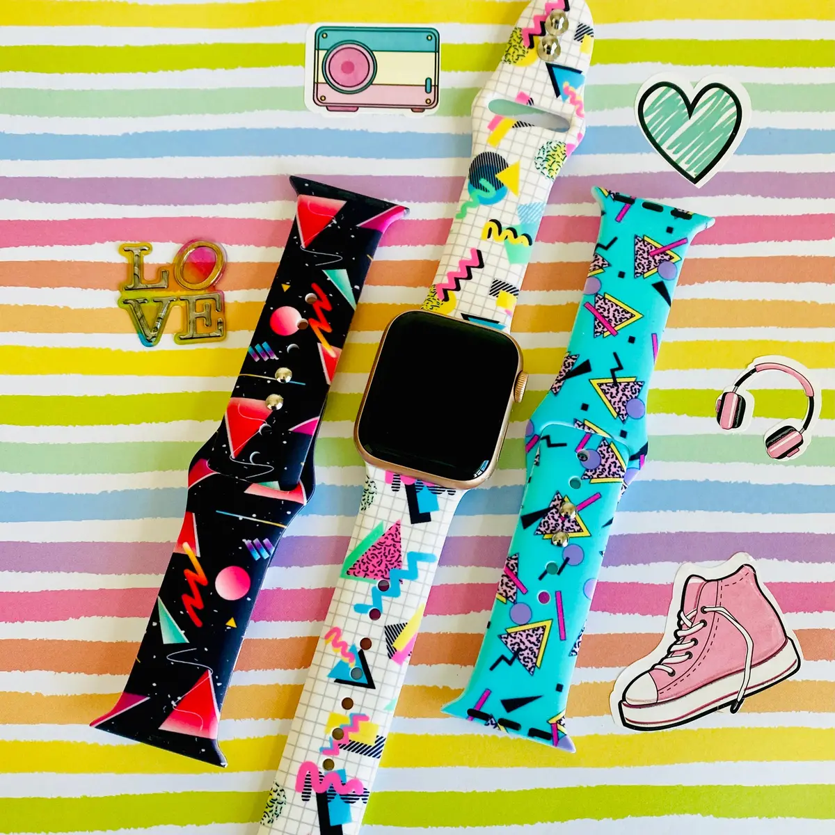 Retro Print Silicone Band For Apple Watch Multiple Colors Available 1