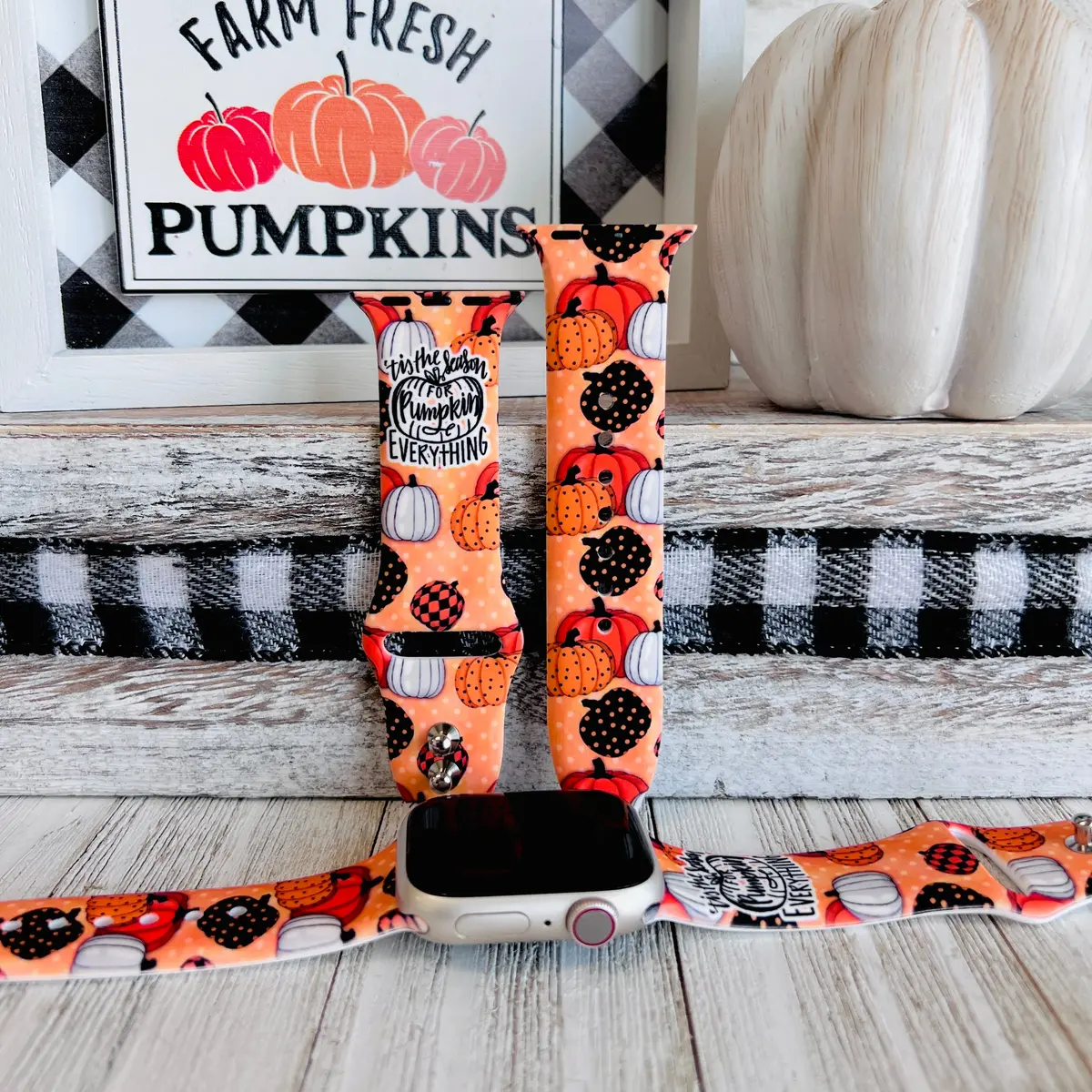Pumpkin Everything Print Silicone Band For Apple Watch 1