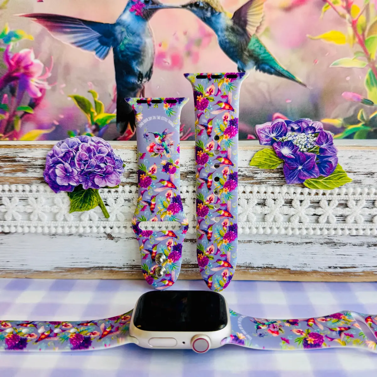 Hummingbird Bliss Print Silicone Band For Apple Watch 1