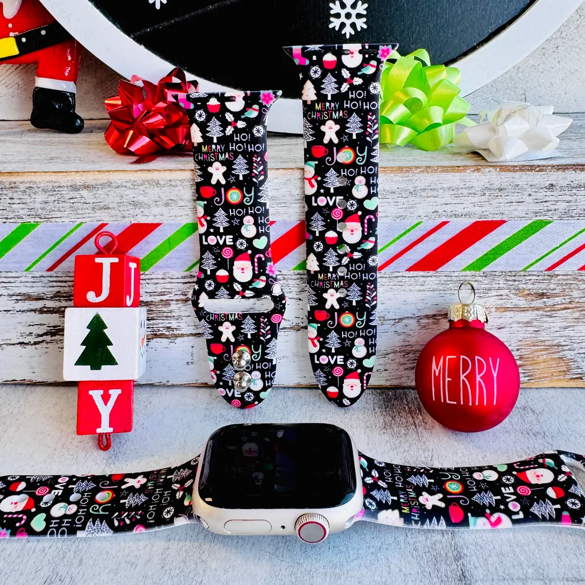 Jolly Wrist-Mas Print Silicone Band For Apple Watch 1