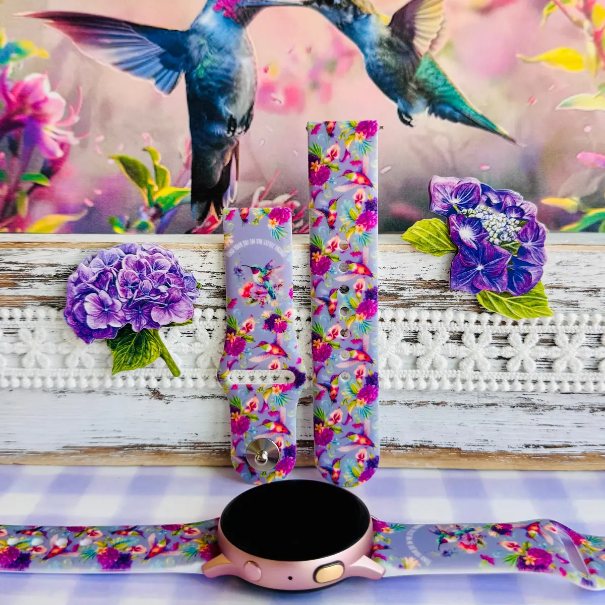 Hummingbird Bliss Print Silicone Band For Samsung Watch 1