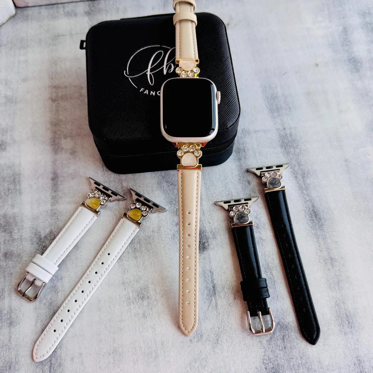 Paw & Sparkle Leather Band For Apple Watch Multiple Colors Available 1