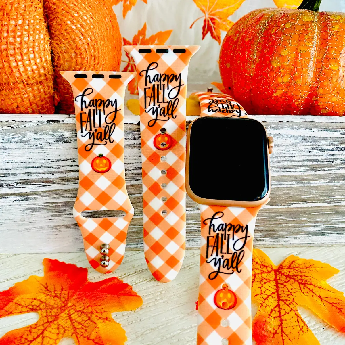 Happy Fall Y'all Print Silicone Band For Apple Watch 1