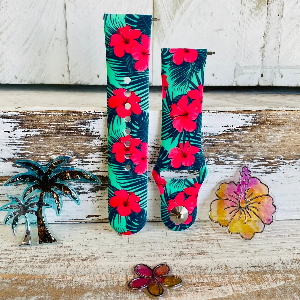 Hibiscus Print Silicone Band For Samsung Watch Multiple Colors Available 6