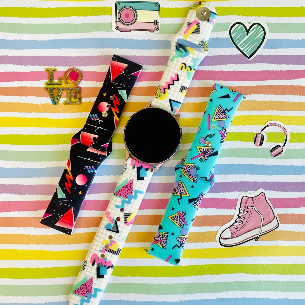 Retro Print Silicone Band For Samsung Watch Multiple Colors Available 1