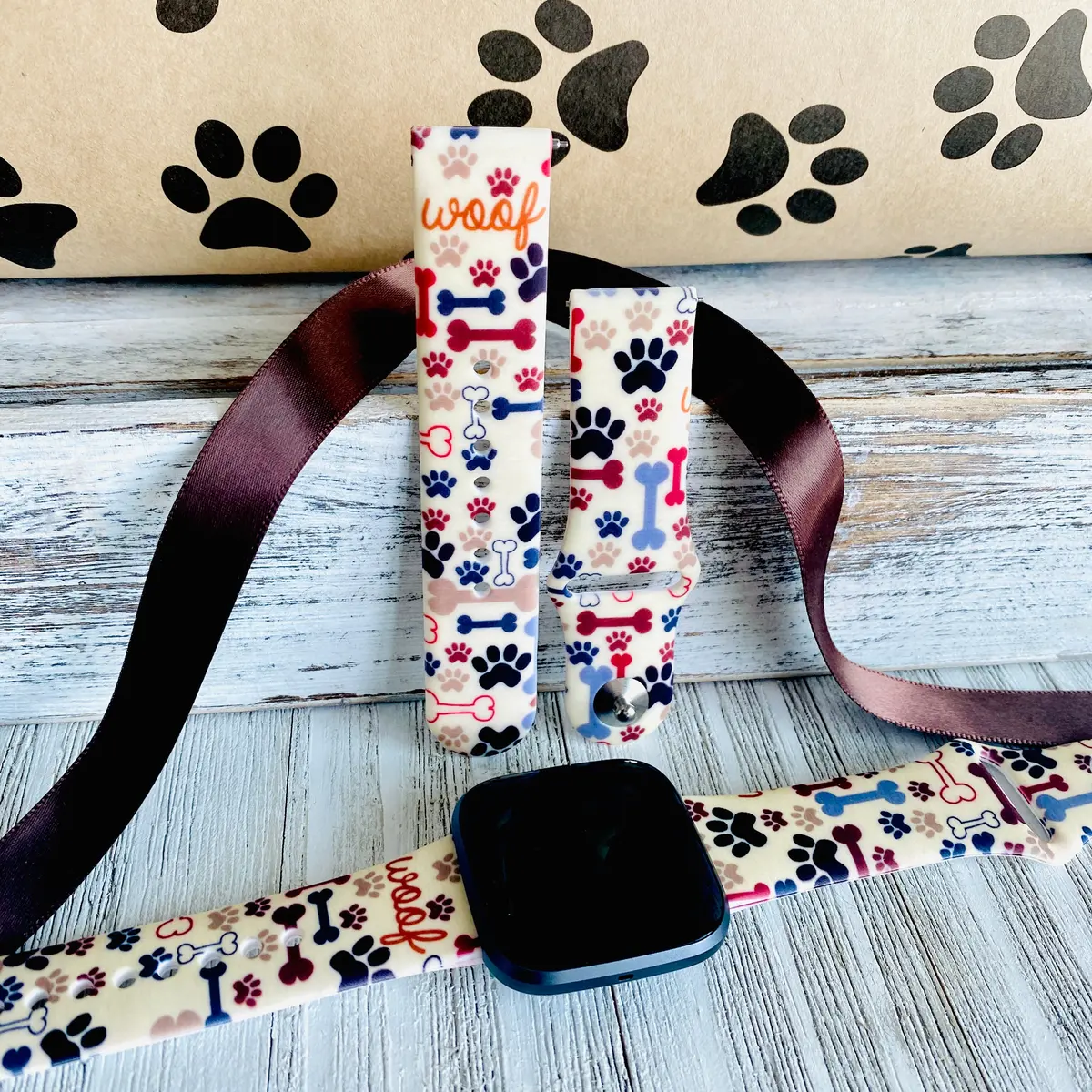 Woof Print Silicone Band For Fitbit Versa 1/2 1