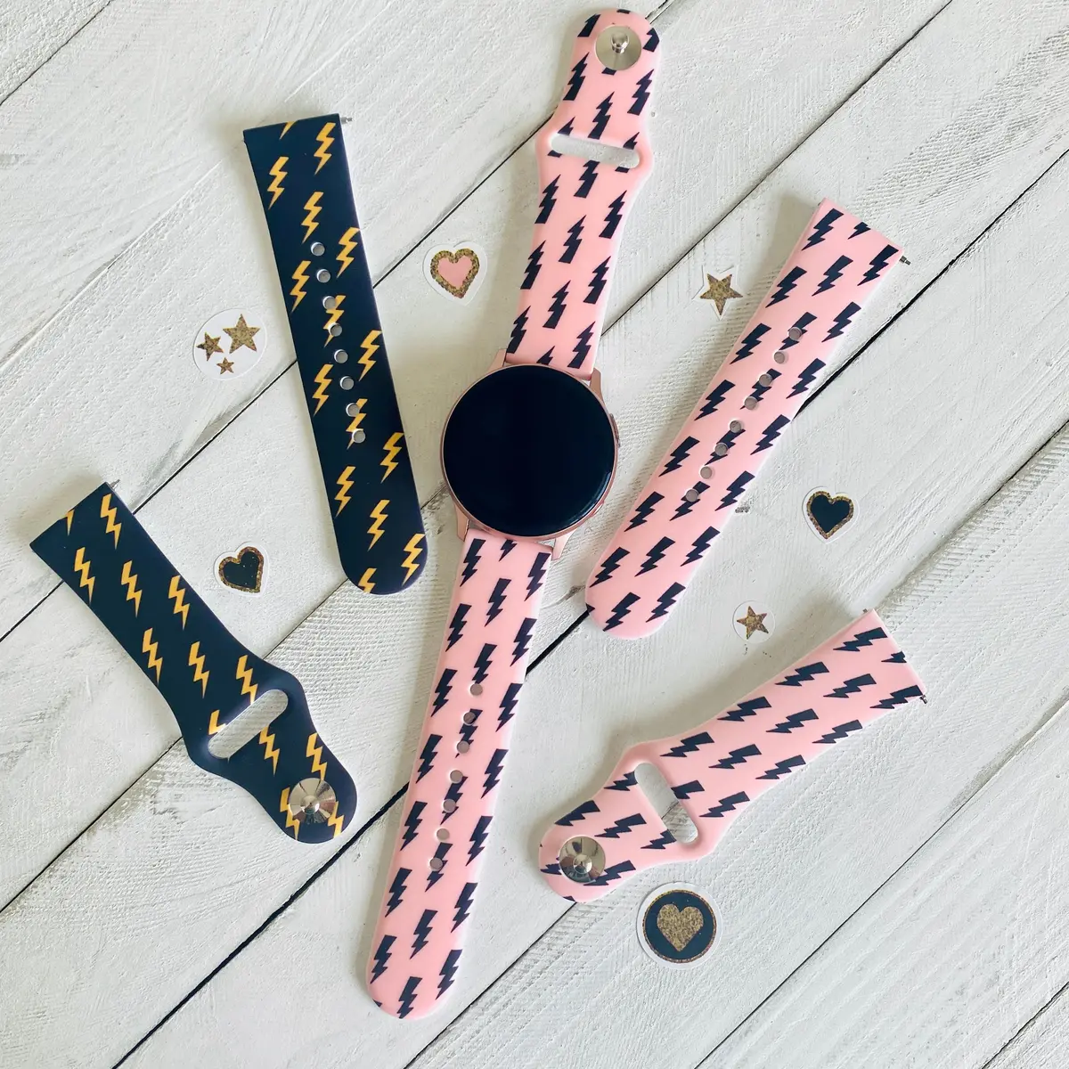 Lightning Bolt Print Silicone Band For Samsung Watch Multiple Colors Available 1