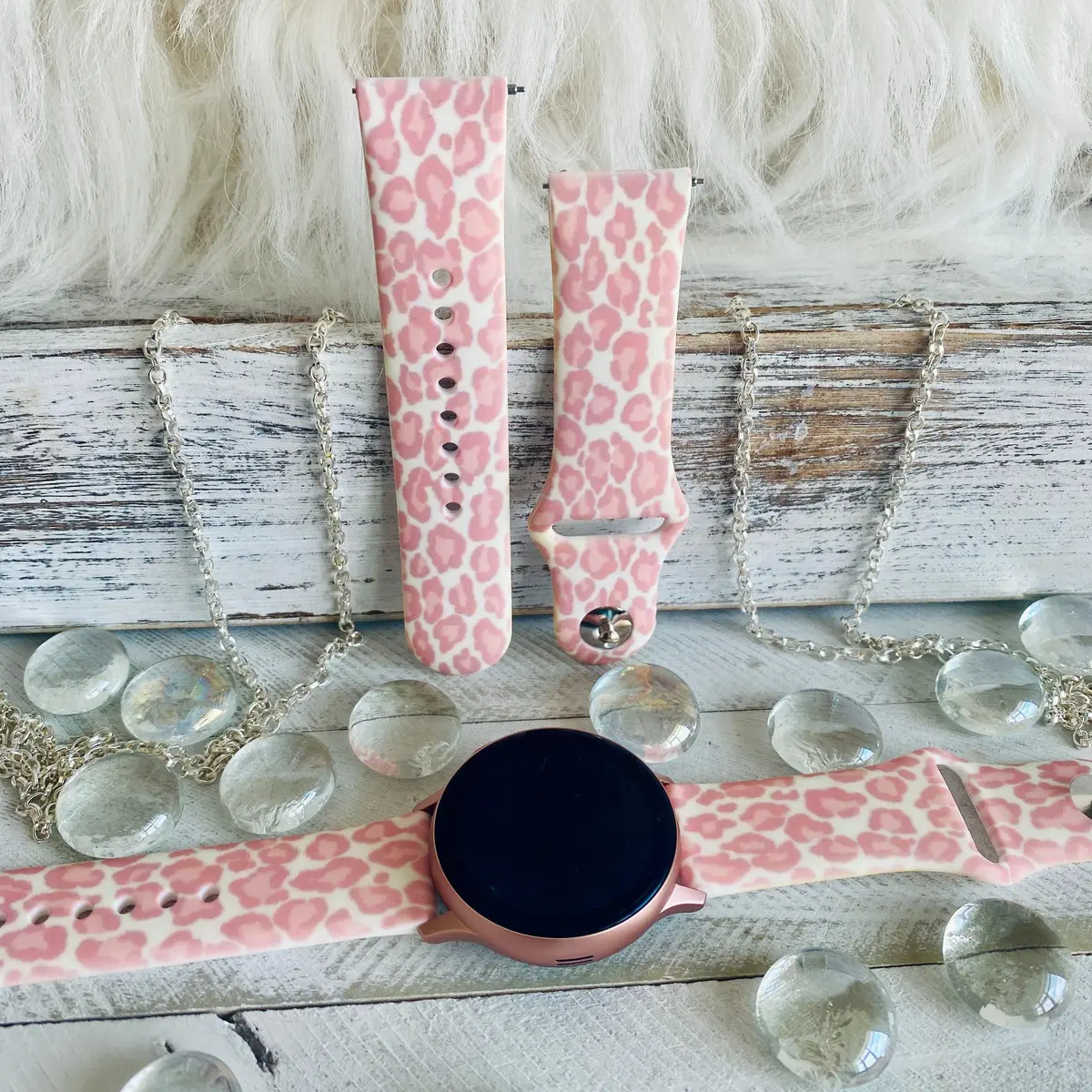 Blush Leopard Print Silicone Band For Samsung Watch 1