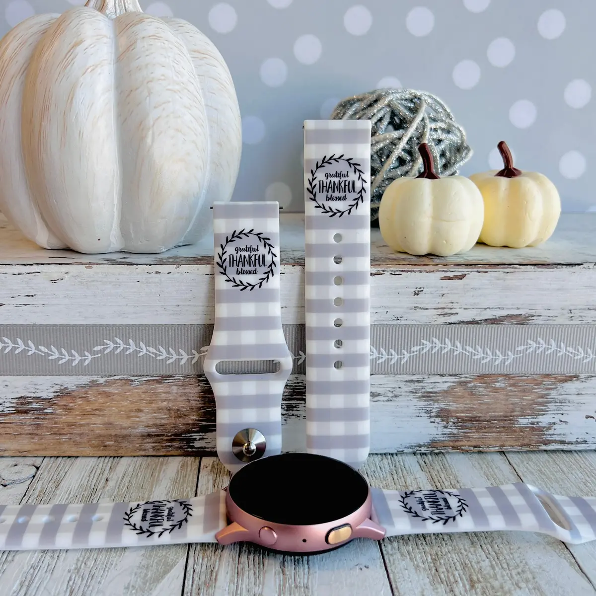 Grateful, Thankful, Blessed Print Silicone Band For Samsung Watch 1