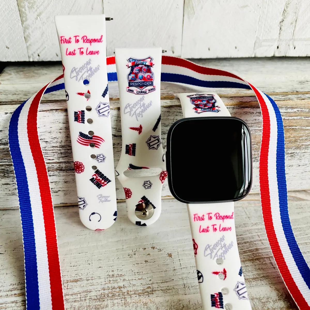 Fancy First Responders  Print Silicone Band For Fitbit Versa 1/2 1