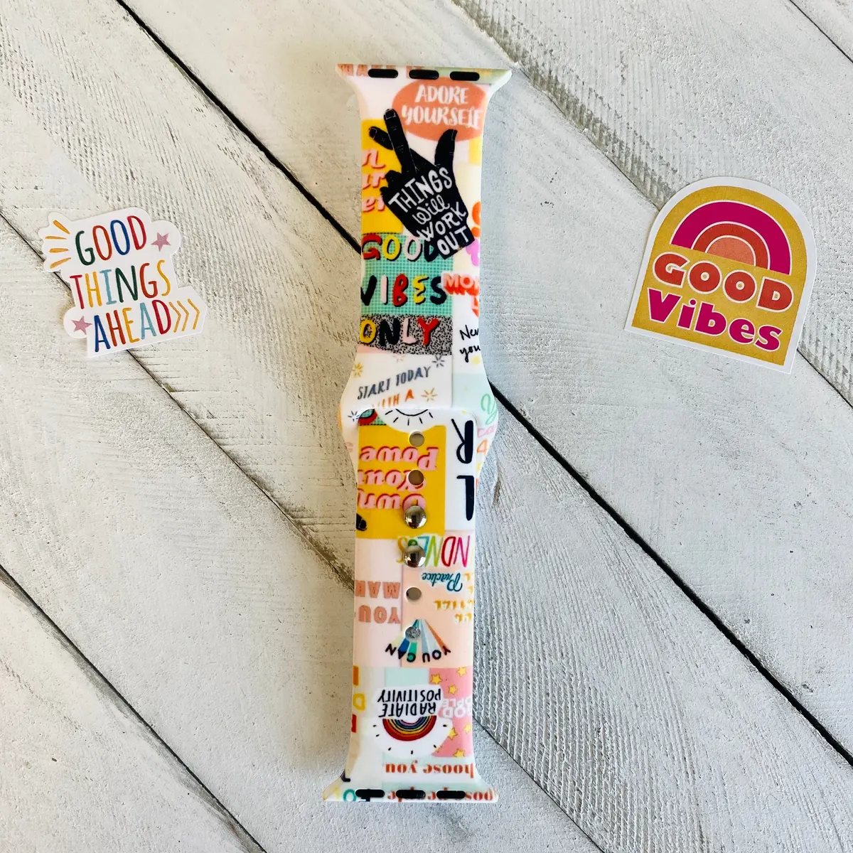 Good Vibes Print Silicone Band For Apple Watch 4