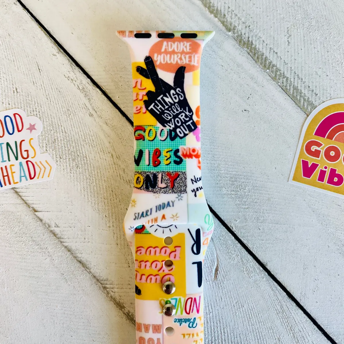Good Vibes Print Silicone Band For Apple Watch 2