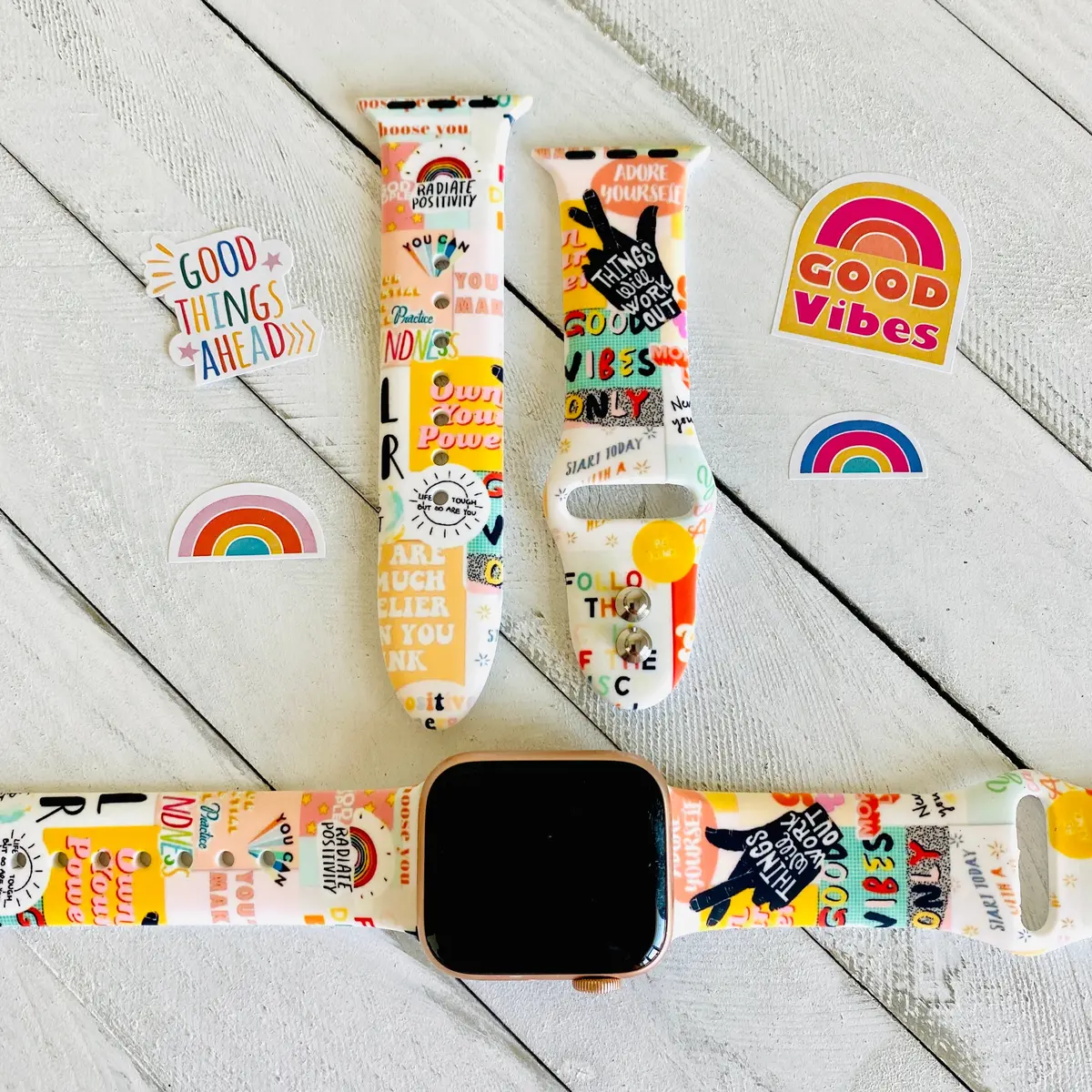 Good Vibes Print Silicone Band For Apple Watch 1