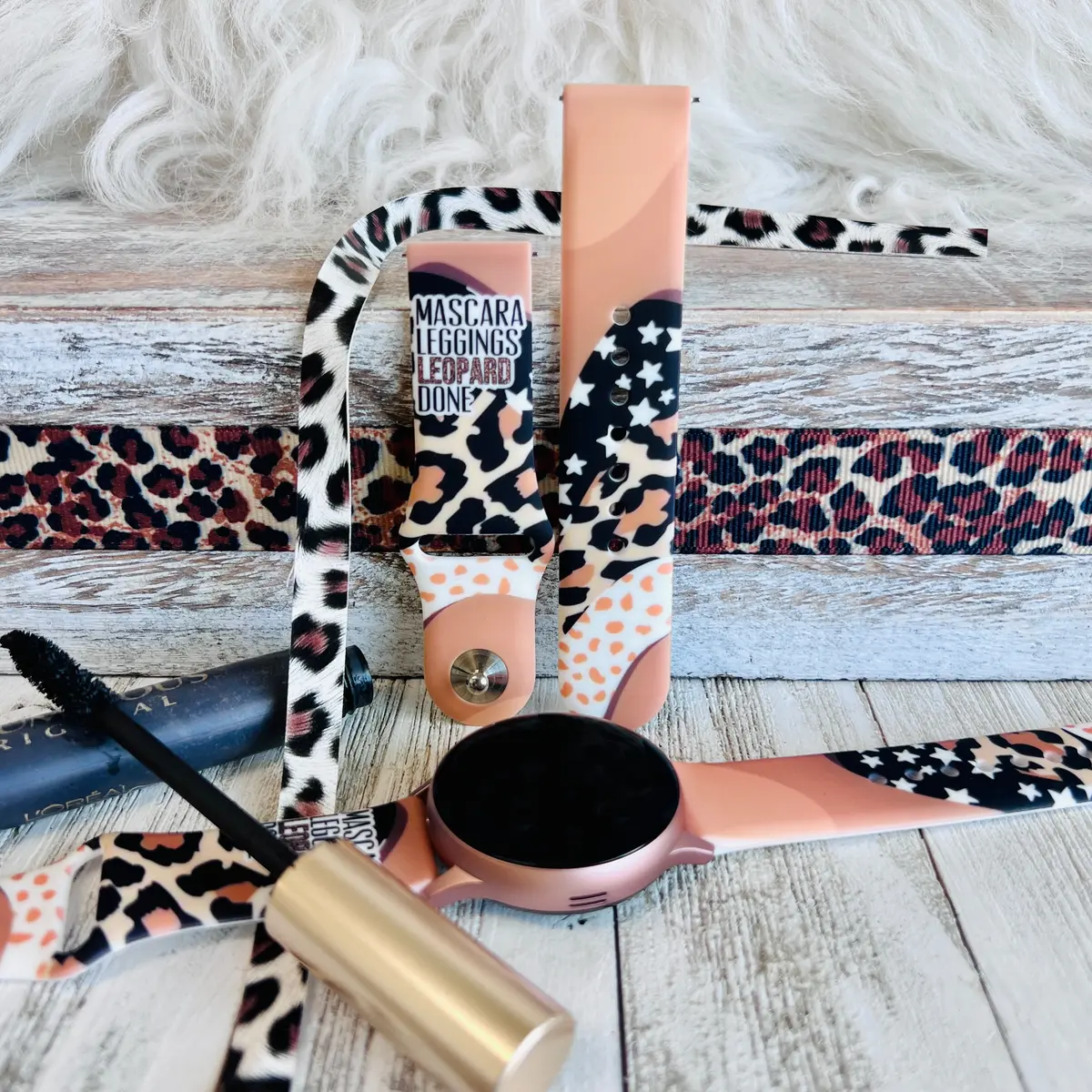 Mascara, Leopard, Leggings Print Silicone Band For Samsung Watch 1