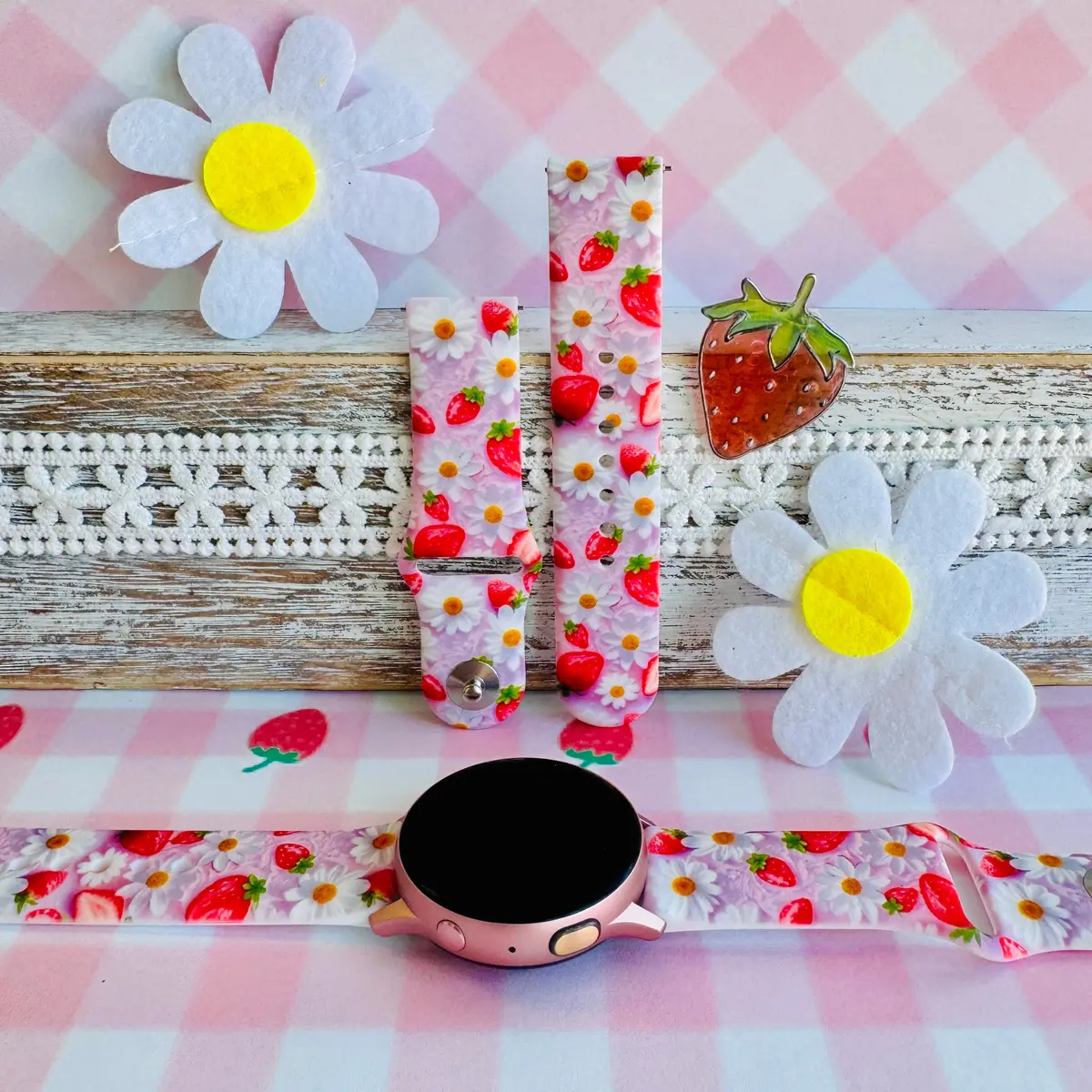 Berry Cute Blooms Print Silicone Band For Samsung Watch 1