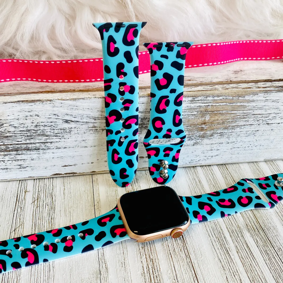 Neon Leopard Silicone Band For Apple Watch 1