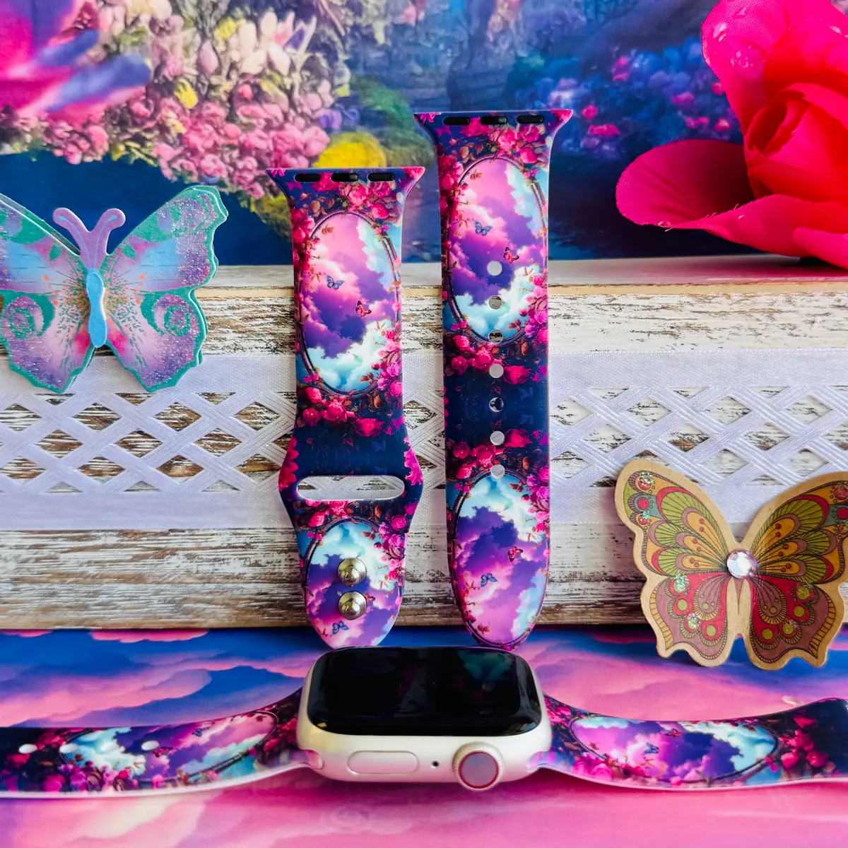Enchanted Skies Print Silicone Band For Apple Watch 1