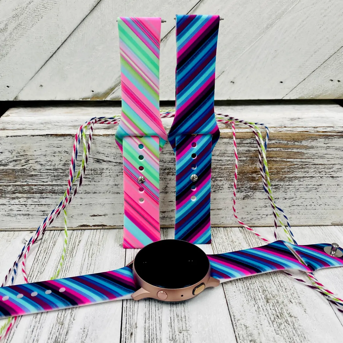 So Cute Stripes Print Silicone Band For Samsung Watch Multiple Colors Available 1