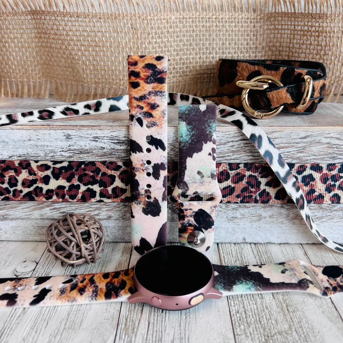 Leopard Cowhide Print Silicone Band For Samsung Watch 1