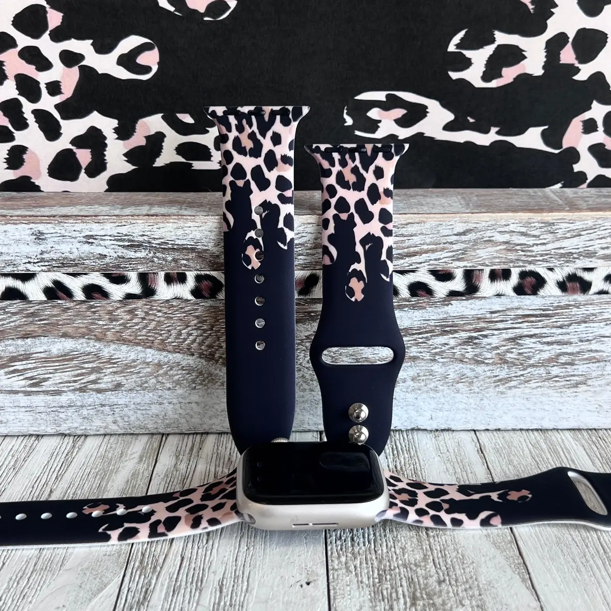 Leopard Drip Print Silicone Band For Apple Watch 1