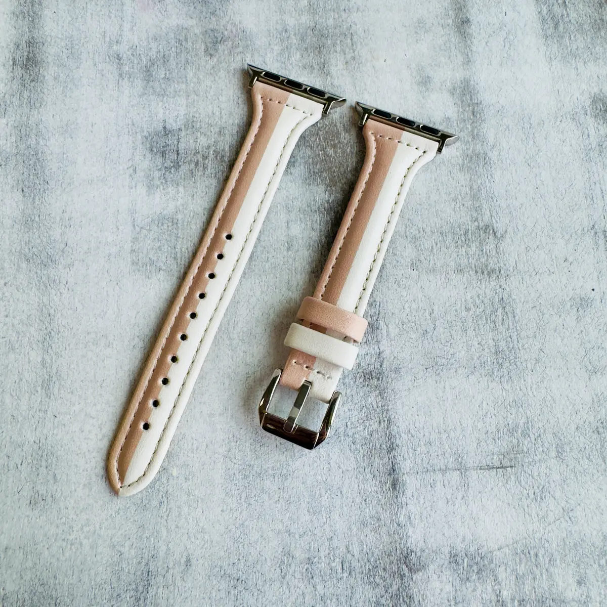 Two Tone Stitched Slim Leather Band For Apple Watch Multiple Colors Available 8
