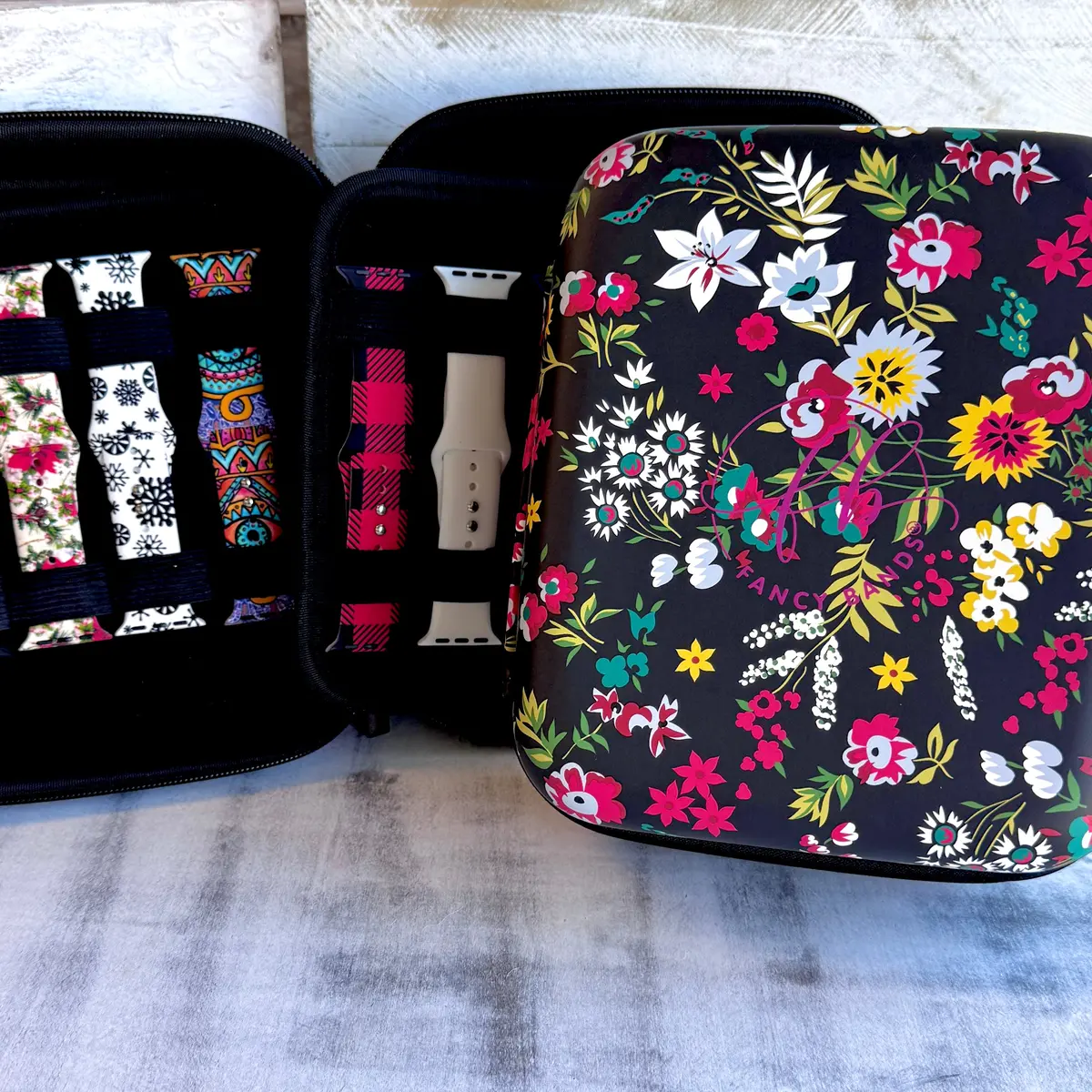 Fancy Floral Print Fancy Band Storage Case 1