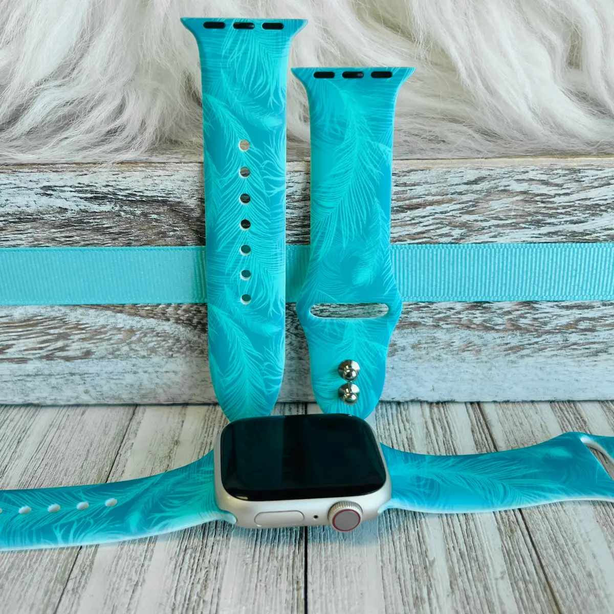 Mystical Feather Print Silicone Band For Apple Watch 1