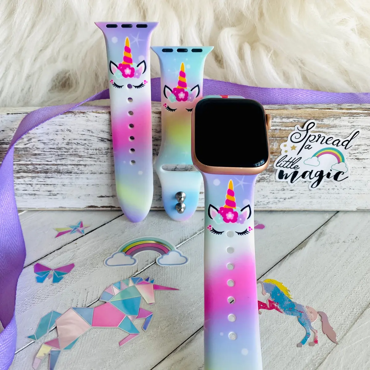 Unicorn Print Silicone Band For Apple Watch 1