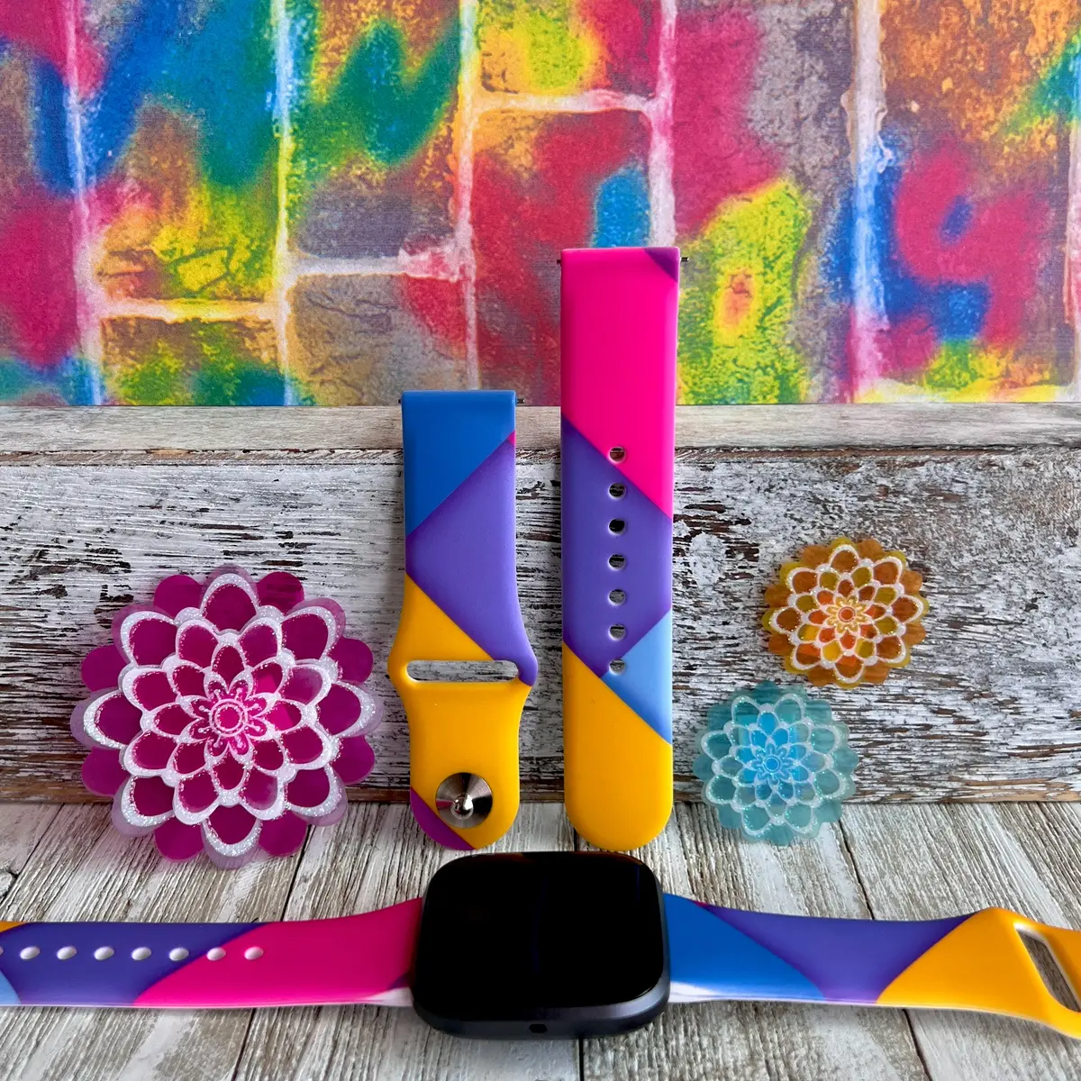 Colorburst Print Silicone Band For Fitbit Versa 1/2 1
