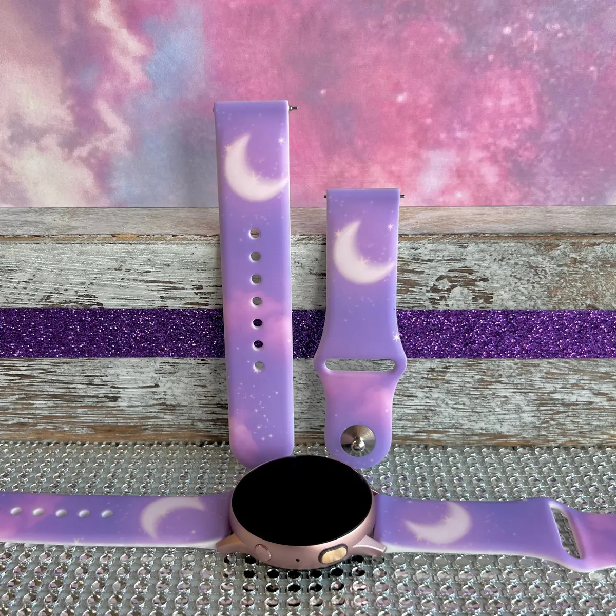 Lavender Sky Print Silicone Band For Samsung Watch 1