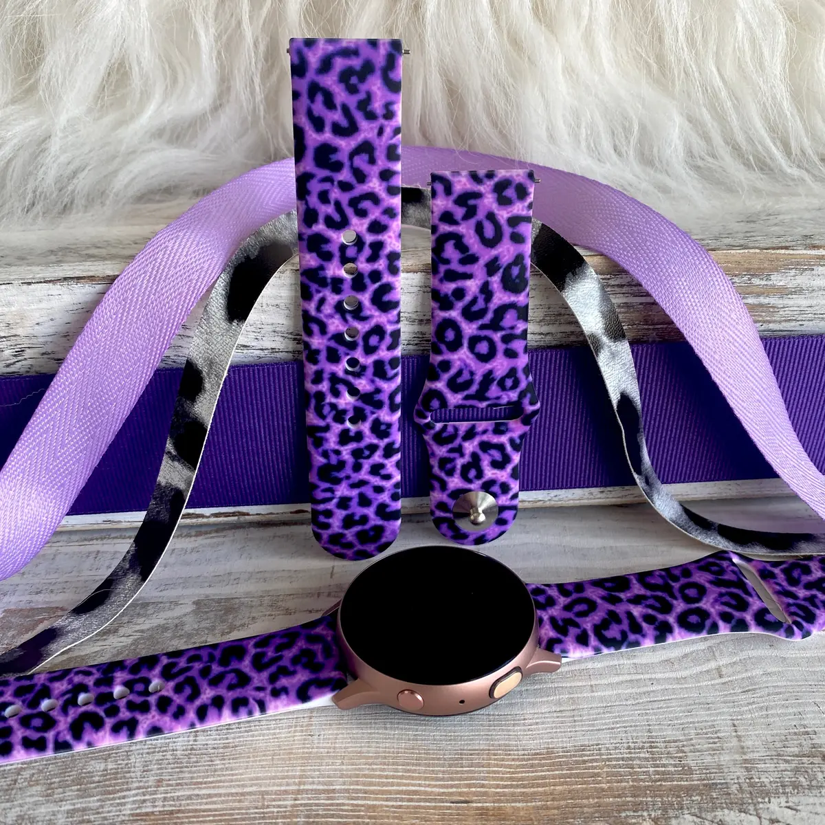 Purple Leopard Print Silicone Band For Samsung Watch 1