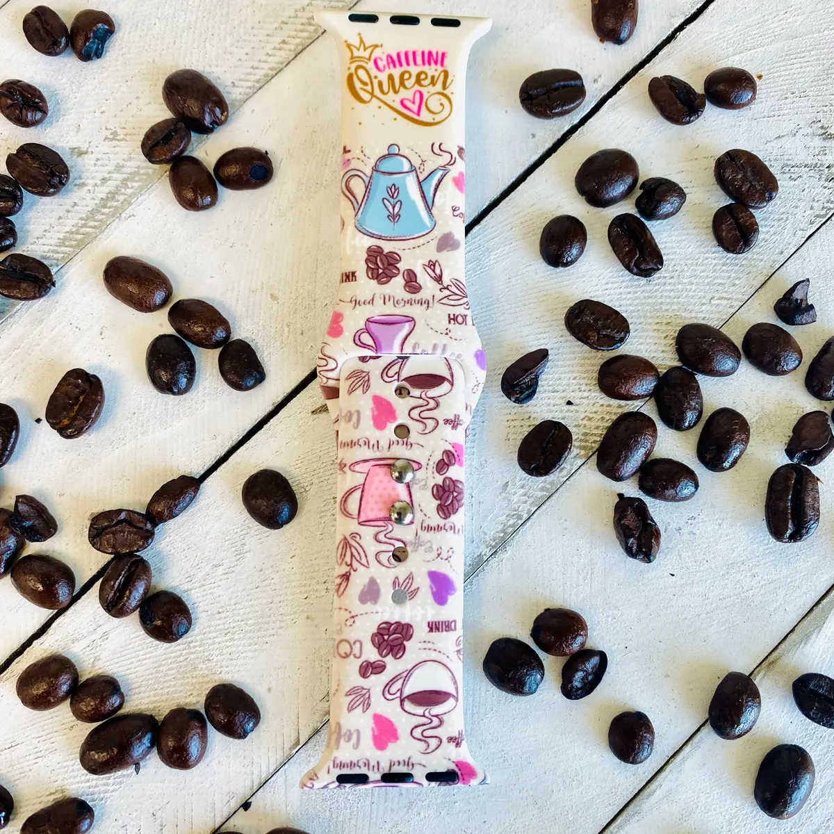 Caffeine Queen Print Silicone Band For Apple Watch 3