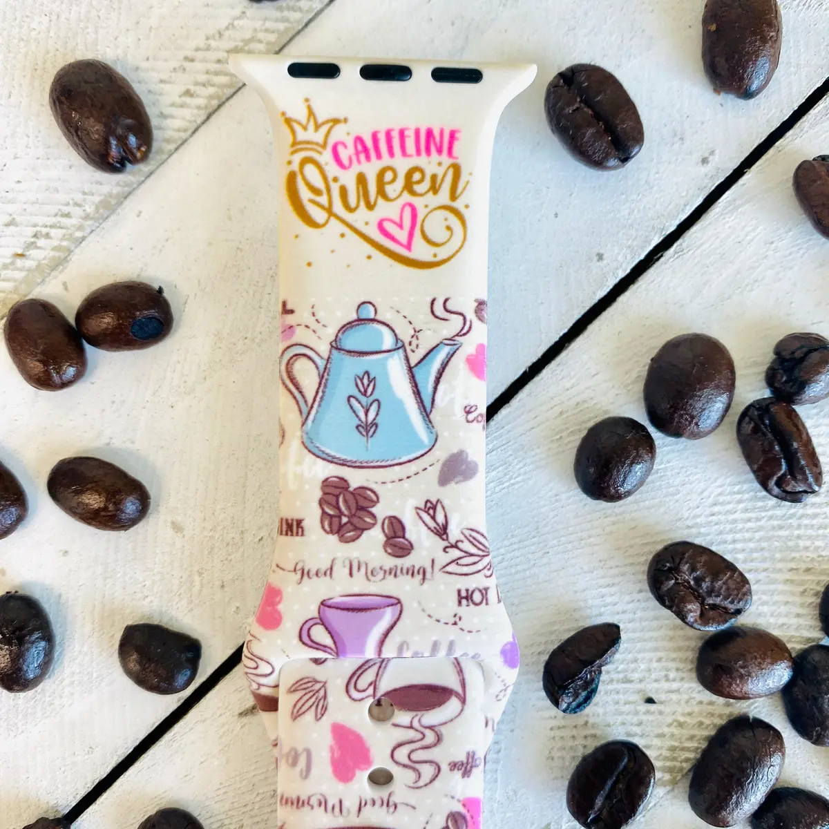 Caffeine Queen Print Silicone Band For Apple Watch 4