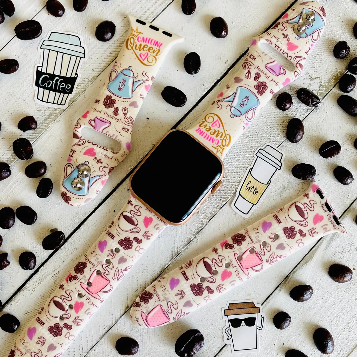 Caffeine Queen Print Silicone Band For Apple Watch 1